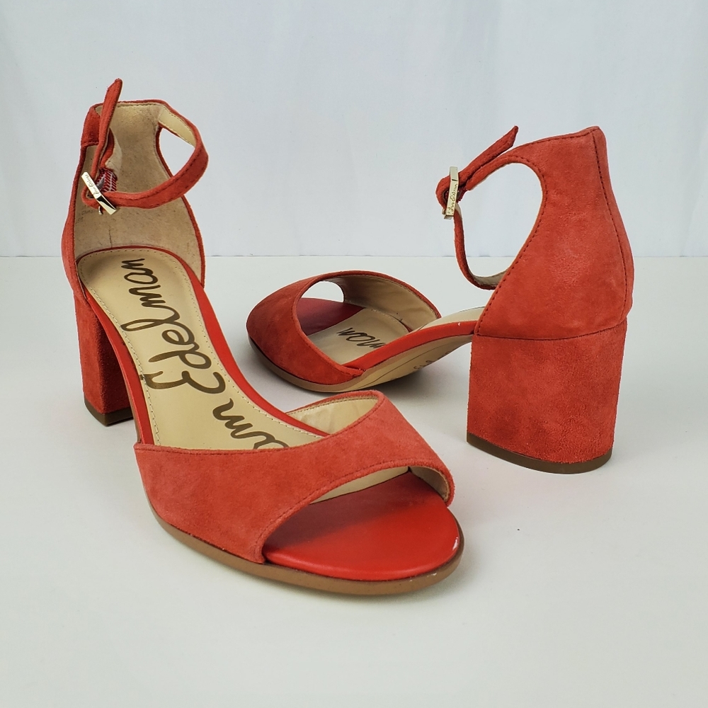 Sam Edelman Coral Leather Block Heel Sandals. - Picture 8 of 15